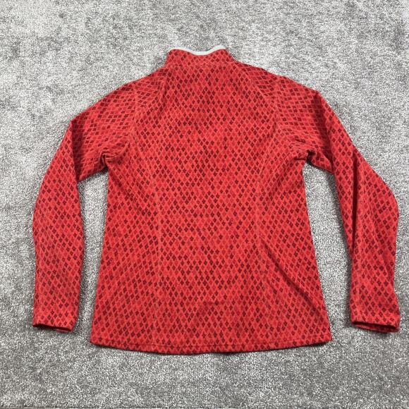 North Face 1/4 Zip Pullover Womens Medium Fleece Diamond Print Outdoors Red - Picture 7 of 9